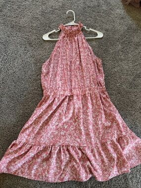 Pink Floral Halter Sundress